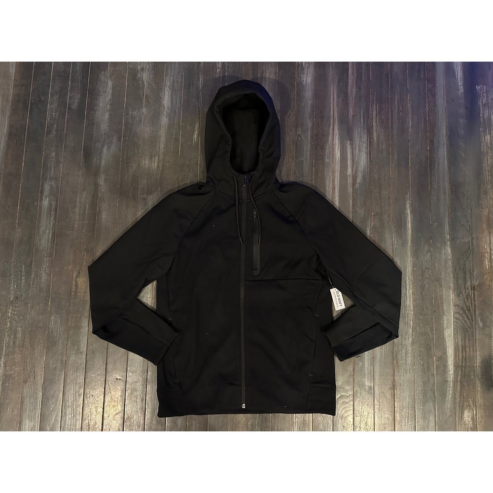 Old Navy Dynamic Fleece Full Zip Hoodie Mens Black Active‎ Jacket New NWT